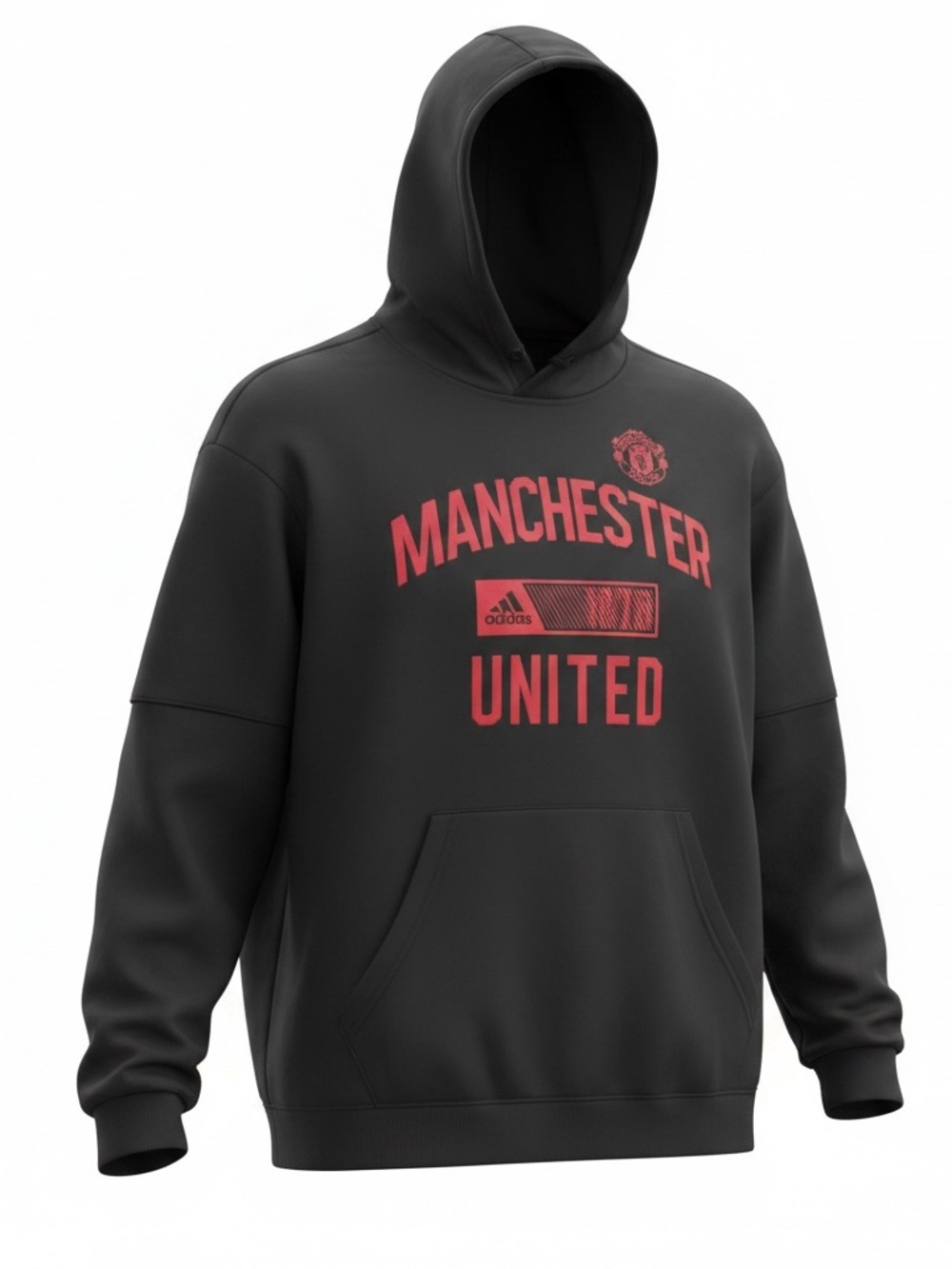 Adidas Black Hoodie with Red Manchester United Script